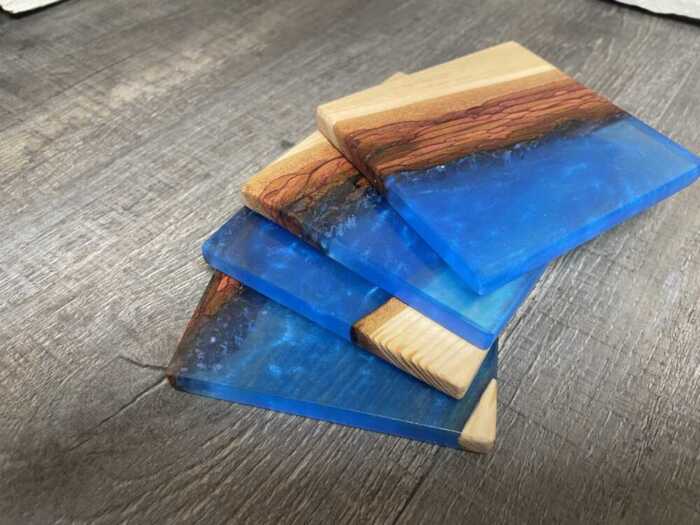 Live Edge Hardwood Resin River Coasters